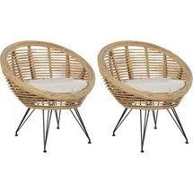 Beliani Cocktailsessel MARATEA Baumwolle/Polyester 85 x 85 x 85 cm Beige/Schwarz mit Kissen