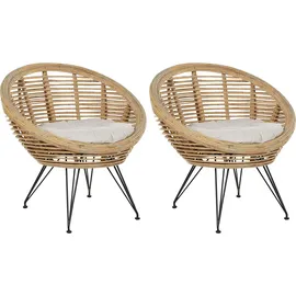 Beliani Cocktailsessel MARATEA Baumwolle/Polyester 85 x 85 x 85 cm Beige/Schwarz mit Kissen