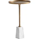FineBuy Echter Marmor Ø 34 cm Anstelltisch Wohnzimmertisch Rund