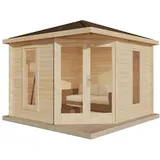 Alpholz Gartenhaus Liwa Compact Spitzdach 300 cm x 300 cm Braun