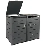 MCW XL 2er-/4er-Mülltonnenverkleidung MCW-E83, Mülltonnenbox, erweiterbar 116x141x98cm ~ anthrazit, Stahl 62kg