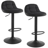 Woltu Barhocker 2er Set höhenverstellbar 60-82 cm Schwarz