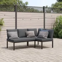 vidaXL 2-tlg. Garten-Sofagarnitur mit Kissen Schwarz Aluminium