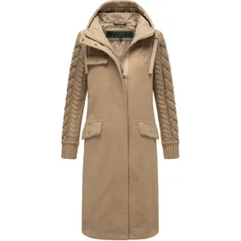 Navahoo Damen warmer Trenchcoat in Woll-Optik mit Strick-Ärmeln und Kapuze Knit Babe 14 Sand Beige Gr. M - M