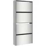 vidaXL Schuhschrank mit Spiegel 63 x 134 x 17 cm grau / grau