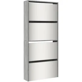 vidaXL Schuhschrank mit Spiegel 63 x 134 x 17 cm grau / grau