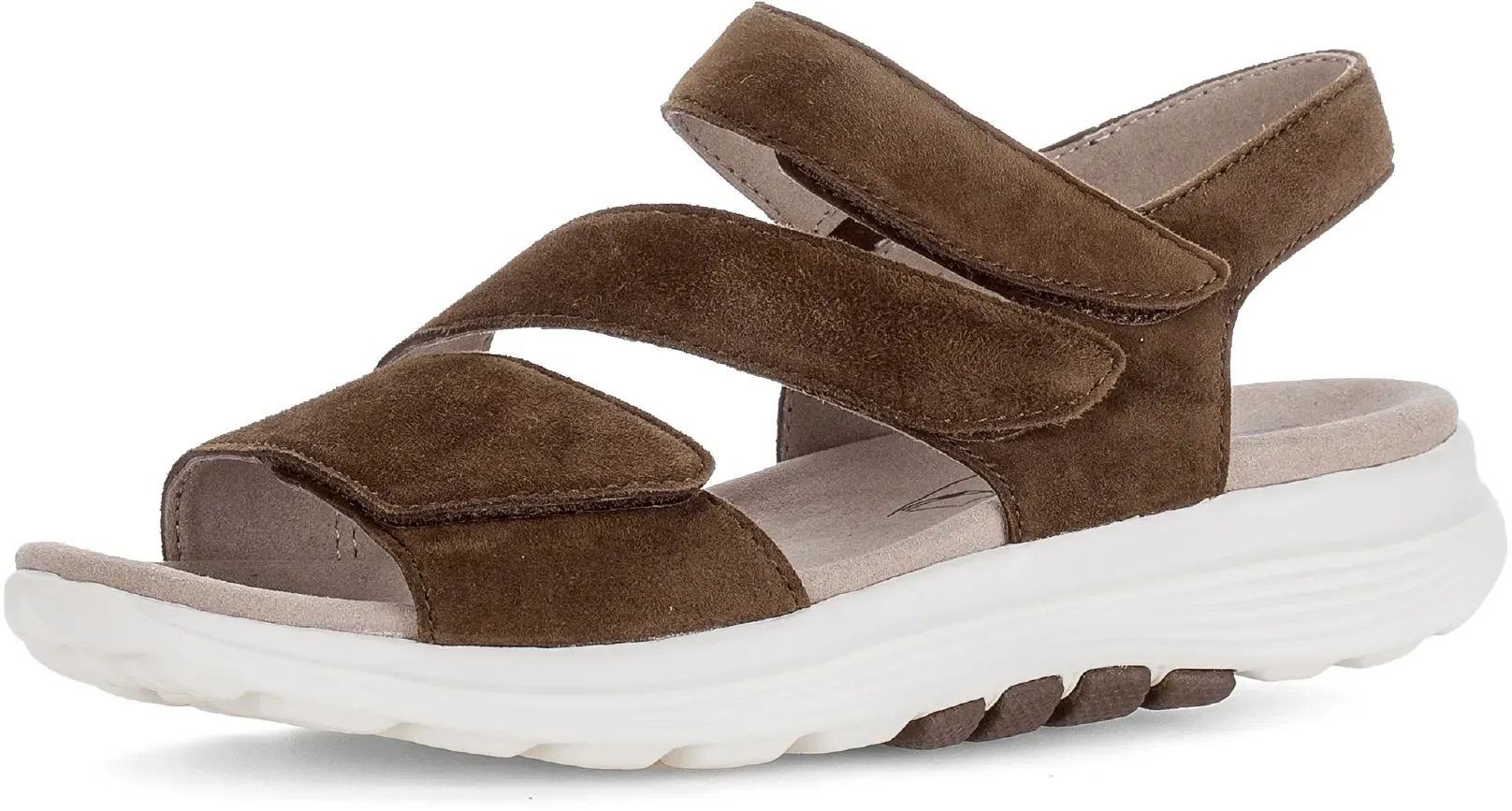 Riemchensandale ROLLINGSOFT, Damen, Gr. 42, dunkelbraun, Ziegenveloursleder, Schuhe Riemchensandale, Keilabsatz, Sandalette mit typischer Laufsohle, G-Weite (=weit)
