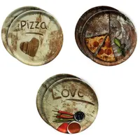 MamboCat Pizzateller 6er Set Pizzateller Oliven-, Salami- & Lieblingspizza Ø 31cm Platte