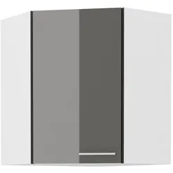 Eckhängeschrank 60x60 Küche Lara Grau Glanz + Weiß matt Küchenzeile Küchenblock