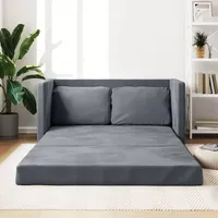 IKAYAA Schlafsofa Sofa mit Schlaffunktion Bettsofa Schlafcouch Sofabett Bodensofa Klappbar mit Schlaffunktion, Gästesofa mit Schlaffunktion, Lazy Sofa für Wohnzimmer, Schlafzimmer Dunkelgrau