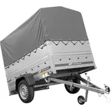 PKW-Anhänger 200x125 UNITRAILER GARDEN 201 KIPP mit Bordwandaufsatz und grauer Hochplane