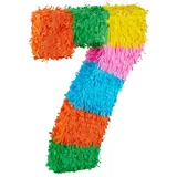 relaxdays Pinata Geburtstag Zahl, 7 blau|gelb|rosa