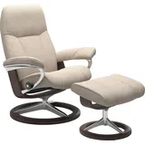 Stressless Stressless® Relaxsessel »Consul«, (Set, Relaxsessel mit Hocker), mit Hocker, mit Signature Base, Größe L, Gestell Wenge, beige