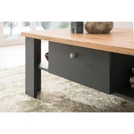 furn.design Couchtisch, Grau, Eiche Wotan, Metall, Nachbildung,Eiche, Uni, Holz Optik, 2 Schubladen, Rechteckig,Rechteckig, eckig, 70x45x110 cm, FSC 100%, Wohnzimmer, Wohnzimmertische, Couchtische