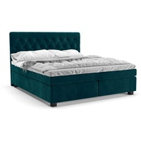 Panda Möbel - Winston Boxspringbett 180x200 cm, kontinentales Doppelbett mit hochwertiger Matratze und Topper - komfortabel, modern, stilvoll - grün