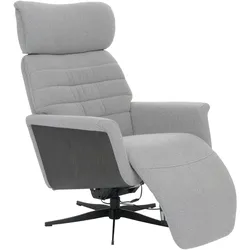 MCA Relaxsessel HWC-N56, Fernsehsessel Liegesessel Fußstütze drehbar Bouclé Stoff Holz ~ Stoff grau, Holz grau