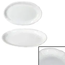 2er Set Salzburg Platte oval 28cm weiß Porzellan Relief Grill-Teller Antipasti