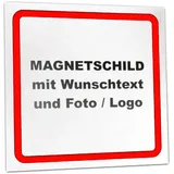 Kiwistar Magnetschild personalisiert - mit Wunschtext Foto und Logo bedruckt - Fahrzeugmagnet für Auto KFZ LKW Transporter Wohnmobil (weiß, 20x20 cm)
