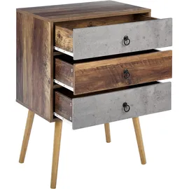 Beliani Nachtschrank Batley 60 x 39 x 82 cm Braun/Grau