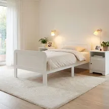 Homestyle4u Komfortbett Bett Senioren Seniorenbett 90x200 Komforthöhe Weiß Holz Leichter Einstieg extra hoch