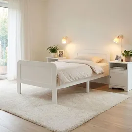 Homestyle4u Komfortbett Bett Senioren Seniorenbett 90x200 Komforthöhe Weiß Holz Leichter Einstieg extra hoch