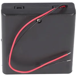 goobay Batteriehalter für 4x Mignon mit Deckel und Schalter lose Kabelenden Schwarz