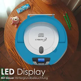 Cyberlux CD-Player mit LED-Beleuchtung | Kopfhöreranschluss | Tragbares Stereo Radio Blau