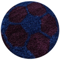 Stilvoll Günstig Kinderteppich für Spiel-Kinderzimmer Fußball-Design für Jungs und Mädchen, Rund, Höhe: 30 mm blau 120 cm x 120 cm x 30 mm