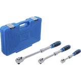BGS Umschaltknarren-Satz ausziehbar Abtrieb Außenvierkant 6,3 mm (1/4") - 10 mm (3/8") - 12,5 mm (1/2") | 3-tlg.