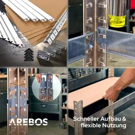 Arebos Schwerlastregal Metall 180x90x40 cm silberfarben 5 Böden 875 kg Traglast