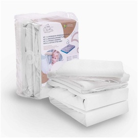 Alcube 4er Set aus wasserdichter Matratzenauflage und Baumwoll-Spannbettlaken für Baby und Kinder - Verschiedene Größen - (weiß 60x120 cm)