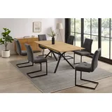 OTTO home Essgruppe OTTO HOME "Vendy, Esstisch ausziehbar plus 6 Freischwinger", naturfarben, B:44cm H:94cm T:61cm, Polyester (100%), Sitzmöbel-Sets, Essgruppe, pflegeleichte Strukturstoff-Stühle, 3D-Steppung, ausziehbarer Tisch