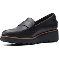 Clarks Damen Sharon Gracie Penny Loafer, Schwarz Leder, 44 EU - 44 EU