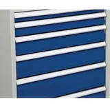 Bedrunka & hirth, Werkstattschrank, Schubladenschrank H819xB705xT736mm lichtgrau/signalblau 5 Schubl. Vollauszug (70.50 cm, 81.90 cm)