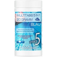 GlobaClean 1 kg Chlor Multitabs 5 in 1 20g Blau | Chlortabletten für Pool | Hochwirksame Poolchemie Poolpflege