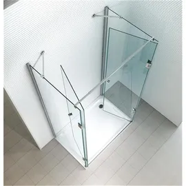 Glaszentrum Hagen 80x90x80x195cm Ares U-Duschkabine Silber