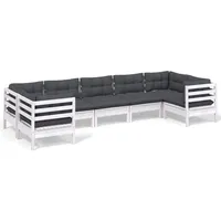 vidaXL Garten-Lounge-Set 7-tlg. weiß Kiefernholz