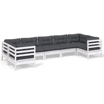 vidaXL Garten-Lounge-Set 7-tlg. weiß Kiefernholz
