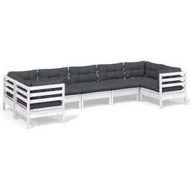vidaXL Garten-Lounge-Set 7-tlg. weiß Kiefernholz