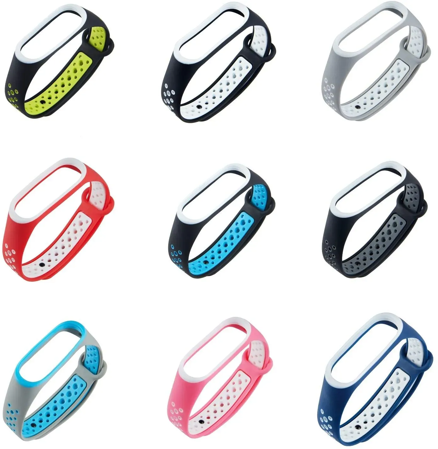 KOMI Armbänder kompatibel mit Xiaomi Mi Band 4/Mi Band 3, bunt, für Damen und Herren, Silikon, Fitness, Sport, Ersatzband