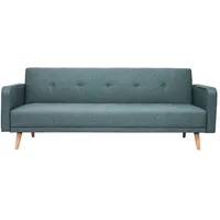 Skandinavisches Sofa 3-Sitzer aus graugrünem Stoff und hellem Holz ULLA