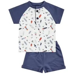 JACKY T-Shirt + Shorts SURFER BOY alloverbedruckt/dunkelblau, 62