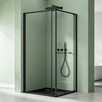 mai & mai Rav69K Eckdusche mit Schiebetür 80 x 80 cm Schwarz Sicherheitsglas