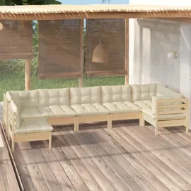 vidaXL Garten-Lounge-Set 7-tlg. beige Kiefernholz