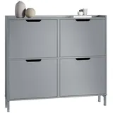 SoBuy Schuhschrank, Grau, Holzwerkstoff, Metall, 100x91x19 cm, Garderobe, Schuhaufbewahrung, Schuhkipper