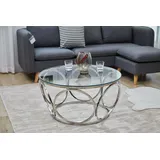 Salesfever Couchtisch SalesFever Tische Gr. B/H/T: 80cm x 40cm x 80cm, Silber/Klarglas, silberfarben (silber Ø silber klar) mit Design-Gestell aus Stainless Steel