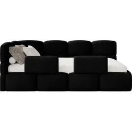Selsey Cloudy – Kinderbett 120x200, Kopfteil links, Matratze & Bettkasten, Samt Schwarz