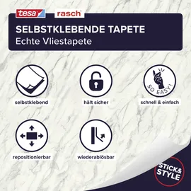tesa rasch Carrara Vliestapete 6 m x 0,30 m 1 St Beige/Grau/Weiß