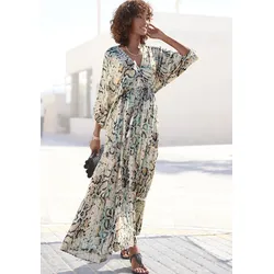 Maxikleid BUFFALO, Damen, Gr. 44, N-Gr, bunt (bedruckt), Web, Obermaterial: 100% Viskose, bedruckt, animal-print, modisch, figurumspielend bodenlang, tiefer V-Ausschnitt, Kurzarm elastischer Bund, Kleider, mit Schlangenmuster und V-Ausschnitt, Sommerkleid, causal-chic
