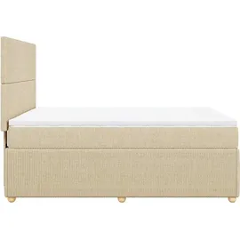 vidaXL Boxspringbett mit Matratze Creme 140x200 cm Stoff
